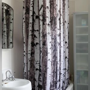 Kikkerland birch shower curtain 72” x 72“-NIB